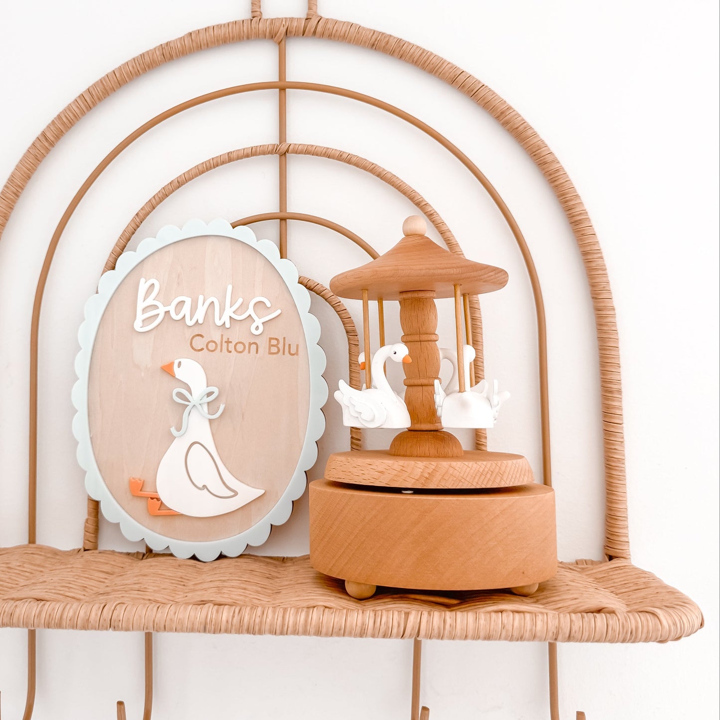 Heirloom Wooden Musical Carousel - Swan